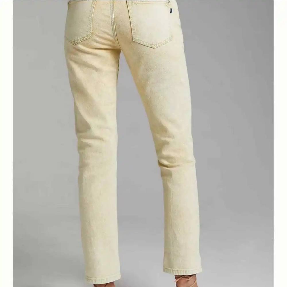 PILCRO ANTHROPOLOGIE Women's The Slim‎ Boyfriend Jeans Yellow Acid Wash E4 - Picture 3 of 9